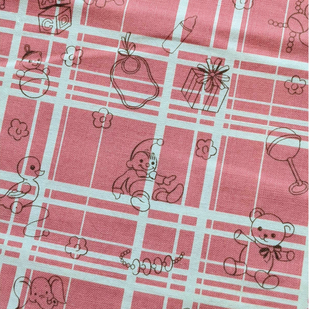 Michael Miller "Play Plaid" Fabric Vintage MCM Reproduction, Retro Nursery Print - Picture 2 of 7